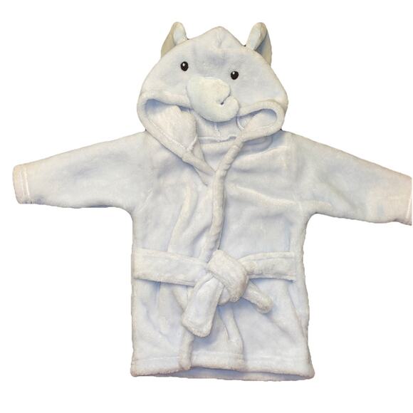 HUDSON BABY HB 0-9 mo Unisex Baby Lt Blue Plush Elephant Bathrobe Pool Tub - Picture 1 of 5